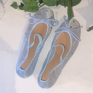 Elegant Silver and Blue Women's Ballet Flats
